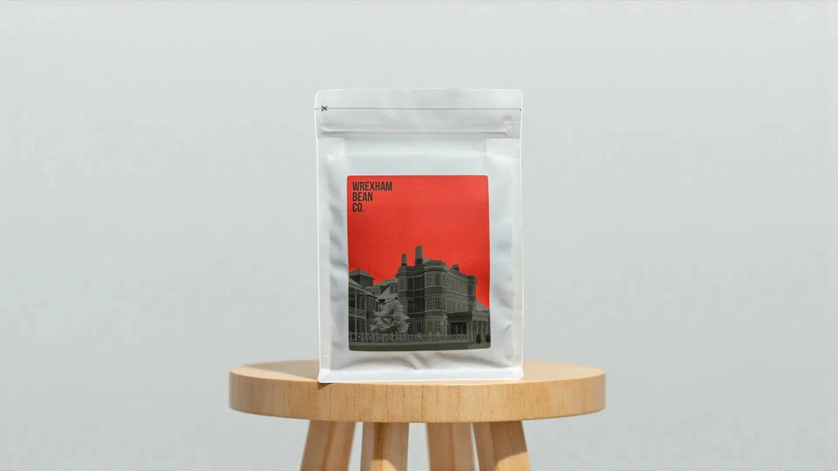 Mount Elgon coffee with a print of Wrexham War Memorial Hospital