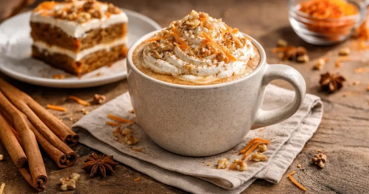 Carrot cake latte, spring coffee recipe ideas