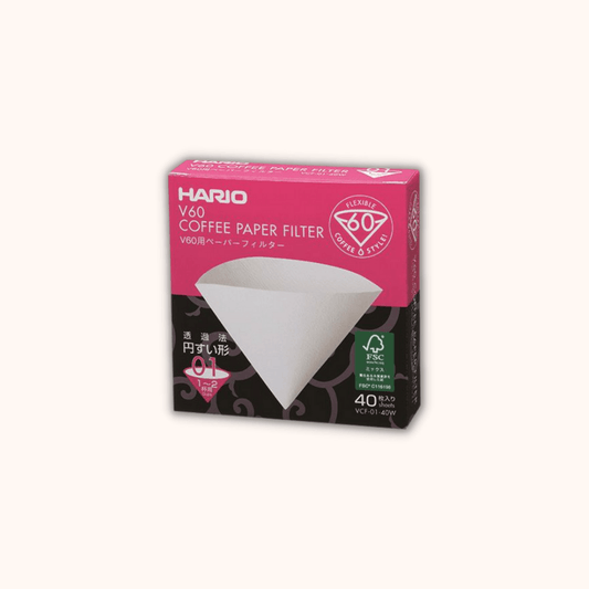 Hario V60 Coffee Filter Papers - Size 01 - White (40 pack)